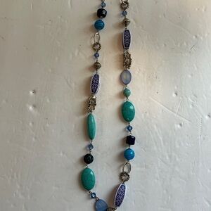 Premier Designs Blue and Purple Beaded Necklace